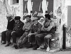 French Seaside Scene Prints: Men on a bench in Saint Tropez
