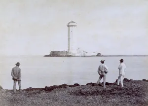 Men watching tower