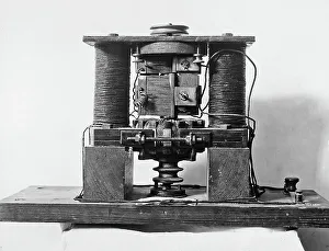 Model of dynamo-electrical machine by Antonio Pacinotti, different from the first model made. The instrument is preserved in the University of Cagliari. The picture was taken during the Exhibition of Science History in 1929, in Florence