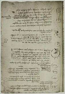 Renaissance Baroque Period Artwork Prints: Notes on gravity, written by Leonardo da Vinci