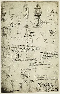 British Museum Artwork Prints: Notes on physics and geometry, writings by Leonardo da Vinci