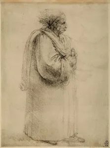 Leonardo Da Vinci Portrait Prints: Old actor (perhaps the presenter of a comedy)