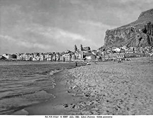 Mediterranean Seascape Photography Prints: Panoramic view of Cefal from the beach