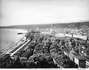 French Riviera Coastline Prints: Panoramic view of the city of Nice