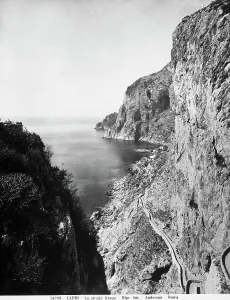 Rock Formations In Italy Prints: Panoramic view of the Via Krupp in Capri