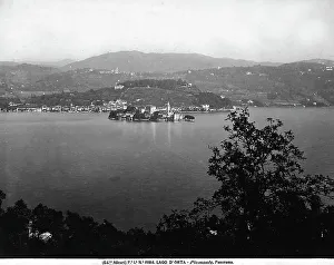 Urban Architecture Italy Prints: Panoramic view of Lake of Orta