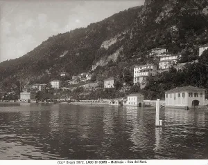 Historic Building Structures Prints: Panoramic view of Moltrasio on Lake Como