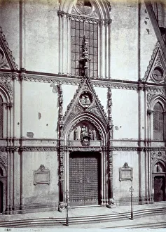 Middle Ages Architecture Europe Prints: Partial view of the facade of the Cathedral of Naples