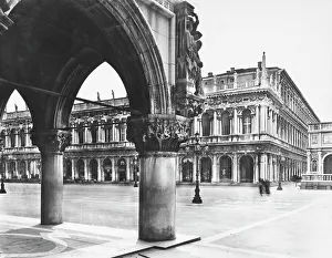 Doges Palace Architecture Prints: Partial view of St. Mark's Square in Venice