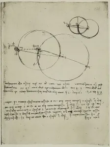 Physics notes, writings by Leonardo da Vinci, belonging to the Codex Arundel 263, c.238r, housed in the British Museum, London