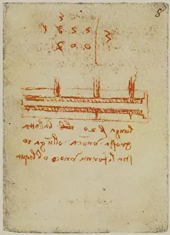 High Renaissance Drawing Techniques Prints: Plan for a hydraulic system, page from the Codex Forster II