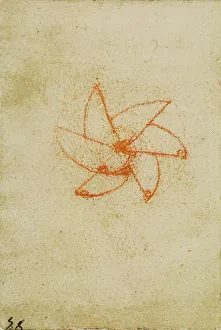 High Renaissance Art Europe Prints: A propeller, drawing from the Codex Forster III