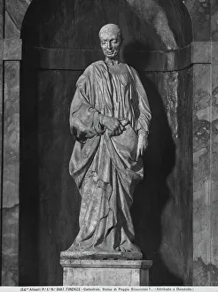 Renaissance European Art History Prints: Prophet, statue attributed to Donatello