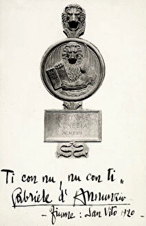 Related Images Collection: Relief representing the Lion of St. Mark, with the inscription 'A FIUME VENEZIA MCMXVIII'