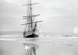 Water Transportation Methods Prints: Sailing boat beached