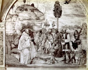 Renaissance Frescoes Italy Prints: Saint Benedict teaching the peasants