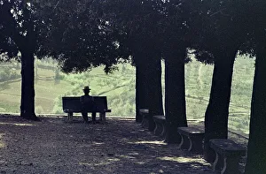 Urban Landscape Images Prints: Senior on a bench