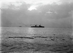 Italian Coastal Landscape Prints: Ship off the coast of Trieste