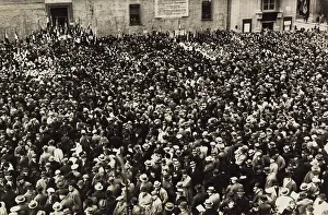 Urban Architecture Italy Prints: A square teeming with people