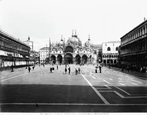 Byzantine Architecture Europe Prints: St. Mark's Square in Venice, with the faade of St. Mark's Basilica