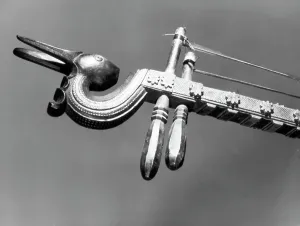 European Musical Instruments Prints: Ancient stringed instrument, detail