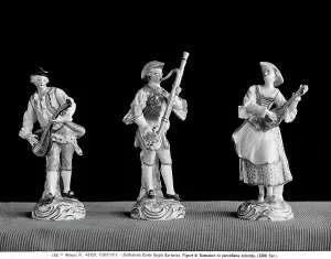 Three statuettes with musical instruments, Collection of Count Segr Sartorio in Trieste