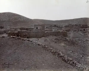 Iranian Architecture Prints: The stone structures of a settlement in Nain