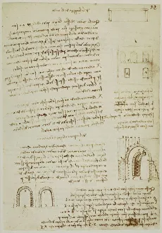 Renaissance Architecture Drawing Prints: Study of architecture; written by Leonardo da Vinci