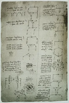 High Renaissance Art Europe Prints: Study on balance instruments, weights and levers