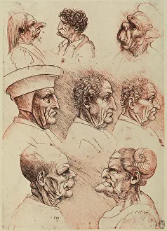 Renaissance Art Study Prints: Study of caricatures