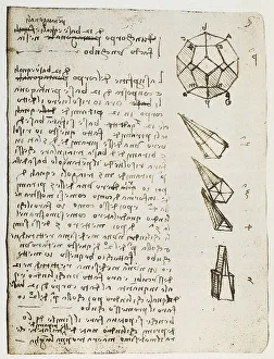 Renaissance Artist Leonardo Da Vinci Prints: Study on the construction of solid geometric figures