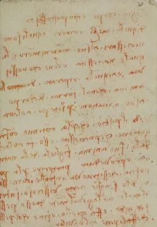 Study on fish, writings from the Codex Forster III, c.38r, by Leonardo da Vinci, housed in the Victoria and Albert Museum, London