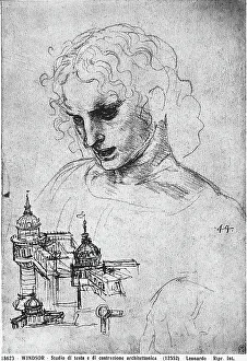 Windsor Castle Architecture Prints: Study of a head and of an architectural structure