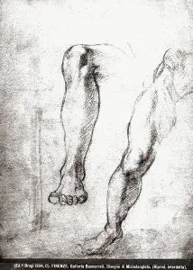 Prints of Study of legs. Drawing by Michelangelo, in the museum of Casa Buonarroti in Florence Florence Galleria Buonarroti Drawing High Renaissance, Renaissance, Renaissance-Baroque styles and periods Baroque Art Prints: Study of legs. Drawing by Michelangelo, in the museum of Casa Buonarroti in Florence