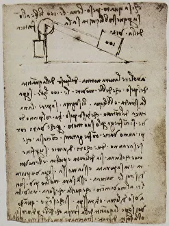 London Museum Art Collections Prints: Study of a lever, page from the Codex Forster II