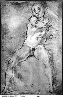 Images Dated 11th September 2006: Study of a male nude or of a seated young man pointing to something. Drawing by Pontormo