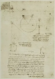 Renaissance Art Styles Prints: Study to measure the width of the sun: work of Leonardo da Vinci belonging to the Code A (2172)