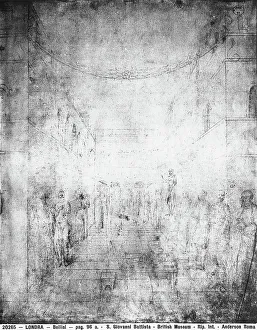 Renaissance Baroque Period Prints: Study of a perspective view. Drawing by Jacopo Bellini, in the British Museum in London