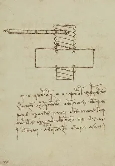 High Renaissance Drawings Prints: Study on the threading of screws