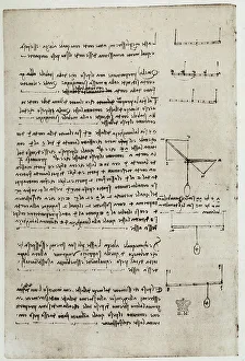 British Museum Manuscripts Prints: Study of weights, drawinf by Leonardo da Vinci