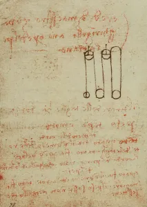Study on weights and force, writings from the Codex Forster III, c.86r, by Leonardo da Vinci, housed in the Victoria and Albert Museum, London