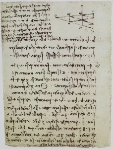 Study on weights, page from the Codex Forster II, c.80r, by Leonardo da Vinci, housed in the Victoria and Albert Museum, London