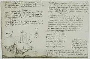Study of weights; writing of Leonardo da Vinci. Codex Arundel 263, c.127r, British Museum, London