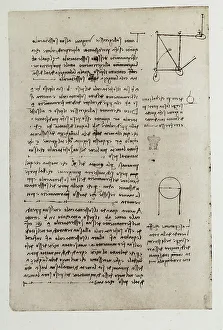 Study of weights; written by Leonardo da Vinci. Codex Arundel 263, c.11v, British Museum, London