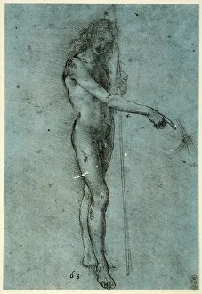 Renaissance Art Styles Prints: Study of a young man standing