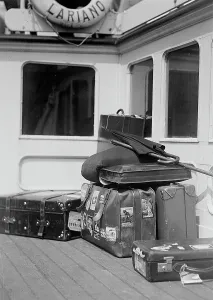 Suitcase on a ship