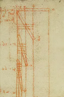 Renaissance Architecture Styles Prints: Support beams, drawing from the Codex Forster III