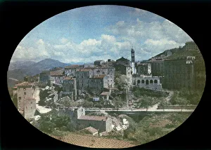 Bell Tower Design Prints: A town in Corsica