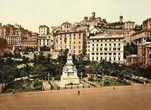 Related Images Collection: View of Acquaverde Square in Genoa, with the Monument to Cristophoro Columbus at its centre