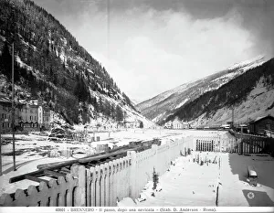 Snowy Mountain Views Prints: View of the Brenner Pass after a snowfall